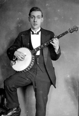 Mr J Hayes playing banjo