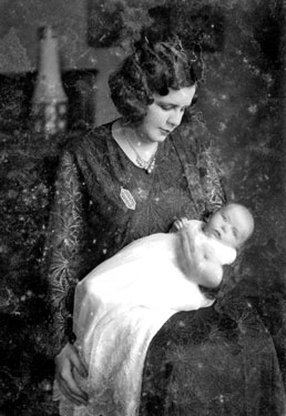 Portrait of Mrs Smith (nee Crabtree) with baby