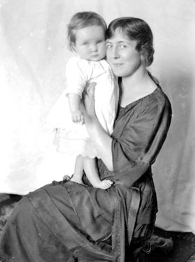 Portrait of Mrs C G Fox and baby