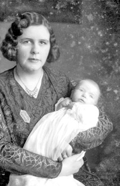 Portrait of Mrs Smith (nee Crabtree) and baby