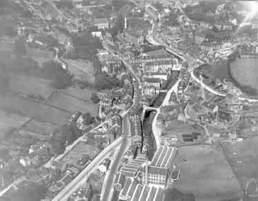 Aerial view of Holmfirth from the South