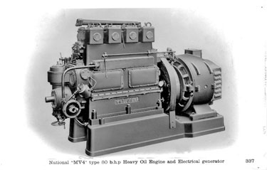 Thomas Broadbent & Sons Ltd: National 'MV4' type 80 b.h.p. Heavy Oil Engine and Electrical Generator
