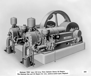 Thomas Broadbent & Sons Ltd: National 'TB2' type 102 b.h.p. twin cylinder heavy oil engine. The National Gas & Oil Engine Co Ltd, Ashton-under-Lyne, England