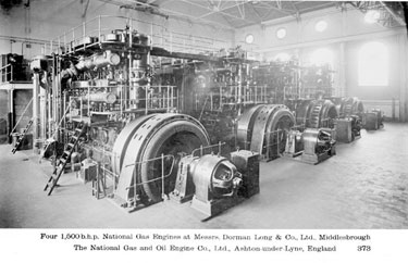 Thomas Broadbent & Sons Ltd: Four 1500 b.h.p. National Gas Engines at Messrs. Dorman Long & Co., Middlesborough. The National Gas & Oil Engine Co. Ltd, Ashton-under-Lyne, England