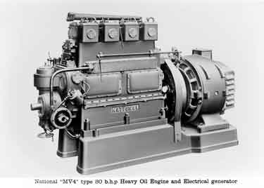 Thomas Broadbent & Sons Ltd: National 'MV4' type 80 b.h.p. Heavy Oil Engine and Electrical generator