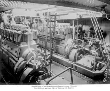 Thomas Broadbent & Sons Ltd: Engine room of the Scarborough pleasure cruiser 'Coronia' Two 220 b.h.p. and One 18 1/2 b.h.p. National Oil Engines