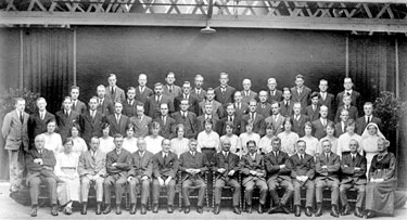 Thomas Broadbent & Sons: large group of employees, Mr Brian Broadbent front row 5th from right