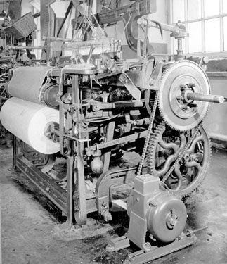 Brook Motors Limited: 0.5 H.P motor with Renold chain drive on a Lancashire cotton loom.