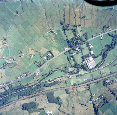 Aerial view of Manchester Road and Marsden Lane, Marsden