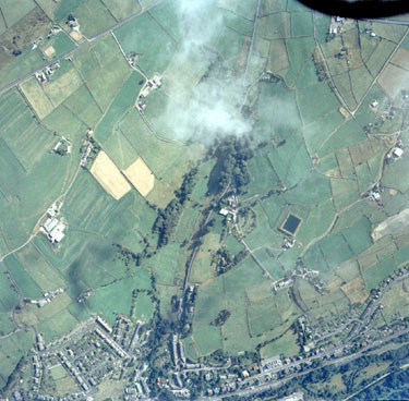 Aerial view of Manchester Road (at bottom), Marsden