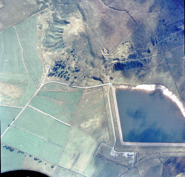 Aerial view of Deer Hill Reservoir, Marsden