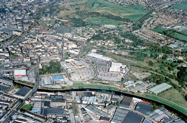 Aerial view of River Calder, Dewsbury