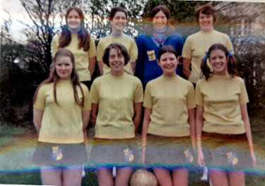 Brook Motors Netball Team: the team was started up in 1971 by a mixture of girls from prod. and admin. sections. After Brooks became part of the Hawker Siddeley Group there were enough players for two