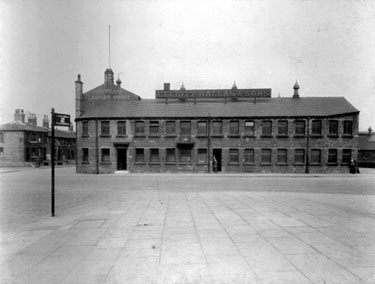 Elliott Hallas & Sons’ Tannery, Southgate, Huddersfield – the entrance to Rosemary Lane can be seen to the left-hand side of this image. This site was later occupied by the Southgate Hotel, now demolished.