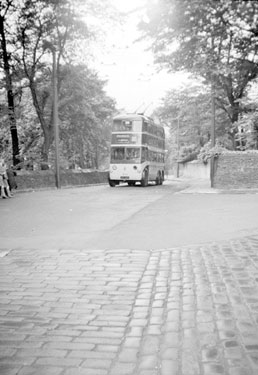 First service trolley bus on Woodhouse Hill - No 44