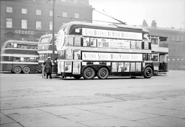 Decorated trolley bus - National Service Week, promoting recruitment into the various armed forces