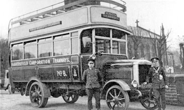 Huddersfield Corporation Tramways Motor Bus, Holmbridge - No. 8 Honley-Holmbridge Route Board, Karrier K4/Blackburn 8 of 1921
