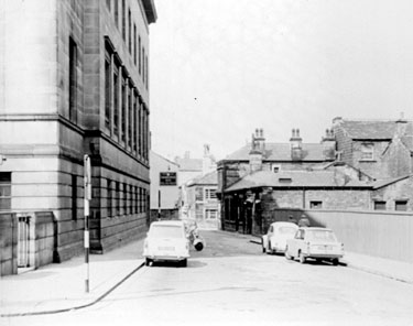 Bull and Mouth Street, Huddersfield (Huddersfield Public Library to the left of the photograph)