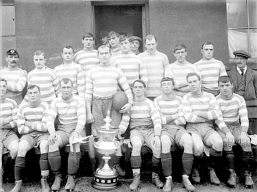 Rugby - team photograph with cup