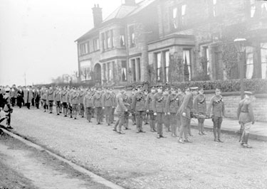 214 Battery Royal Artillery, Huddersfield Territorial Army - Opening of Hudds. War Memorial, Greenhead Park, by Gen. Sir Charles Harington G.O.C. Northern Command (preparing to leave Drill Hall).