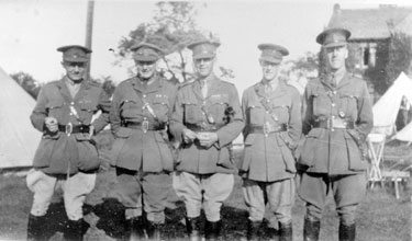 214 Battery Royal Artillery, Huddersfield Territorial Army - Redesdale Camp - Battery Officers, Major Stead, Capt. Jackson, Lts. Dawson, Baxter and Mellor