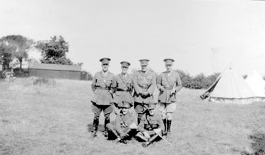 214 Battery Royal Artillery, Huddersfield Territorial Army - Catterick Camp - Battery Officers with the addition of Lt. Holdsworth, Ass. Adj.