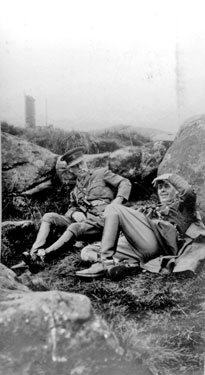 214 Battery Royal Artillery, Huddersfield Territorial Army - Redesdale Camp - High Cairn Col. Campbell C.R.A. 49th Division and Col. Stead.