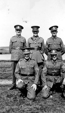 214 Battery Royal Artillery, Huddersfield Territorial Army - Redesdale Camp - Sgt. Hoye, Maj. W.N. Dawon, Sgt. Fox, Sgt. Ward, and Sgt. Small