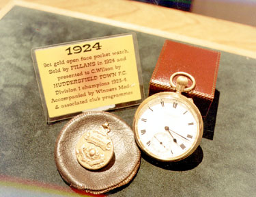 Messrs. Fillans & Sons Ltd, Jewellers, No.2 Market Walk - 9ct. gold open face pocket watch from 1924, presented to C. Wilson by Huddersfield Town FC. Div. I champions