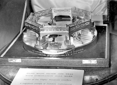 Messrs. Fillans & Sons Ltd, Jewellers, No.2 Market Walk - Handmade silver ashtray - presented to the Earl of Scarborough after he opened the Huddersfield Corporation's new reservoir at Digley - suppli