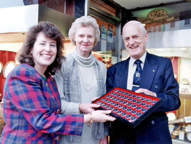 Messrs. Fillans & Sons Ltd, Jewellers, No.2 Market Walk - Eileen Bates & Corrine Waller, winners of dimonds, each worth ?500. Fillans ran a competition where customers had to pick out two real jewels