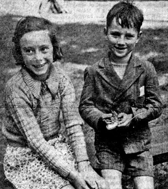 Young evacuees, children of Hoover Employees sent to USA in WWII - Refugee Children: The Caudells: Beryl (8) and Brian (6) of Greenford, Middx. Father was capstan setter at Hoover plant at Perivale. B