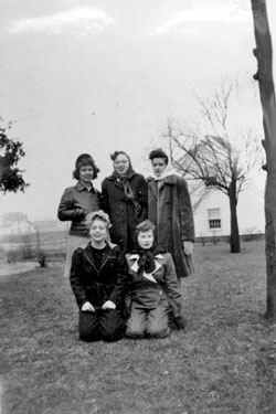 Young evacuees, children of Hoover Employees sent to USA in WWII: Reunion - Sally, Barb, Irene, Jaqueline and Marilyn