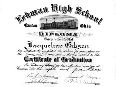 Young evacuees, children of Hoover Employees sent to USA in WWII: certificate from Jacqueline Gibson's School