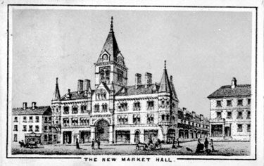 Drawing of new Market Hall, King Street, Huddersfield