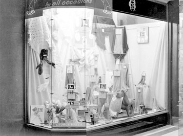 George Hall's, No.20 King Street on the corner of New Street - shop window display featuring Ladies Ware for All Occasions