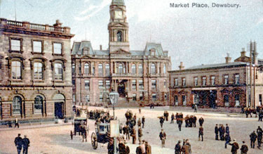 Market Place, Dewsbury - Town Hall to the centre of the picture