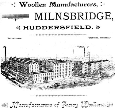 Crowthers Mill letterhead - Union Mill - occupied by Crowther & Sons, Milnsbridge