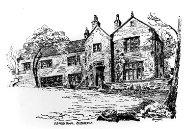 Print of Oldfield Nook, Scholes - the home of the Quaker family, the Croslands