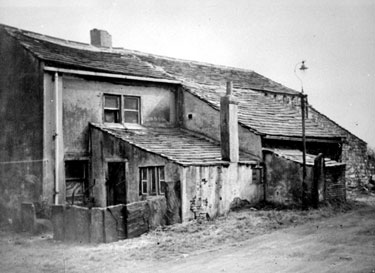 Mrs Sarah Ann Hardy's Cottage, Low Fold, Scoles - to the right of the photograph, adjacent to the cottage are the Northfields Farm building (Mrs Hardy's Cottage was demolished in 1966)