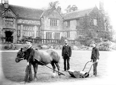 Horse-drawn mower, Woodsome Hall, Fenay Bridge