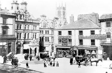 Market Place, Huddersfield - with the Jubilee Fountain
