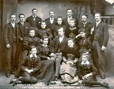 Collection of photographs loaned by Mrs D. Button, former resident of Dewsbury: Wesleyan centenary Church Choir, Dewsbury, First Prize, Small Choirs, Mrs Sunderland Contest, 1894