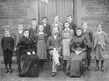 Boothroyd Lane School, class photograph - Headmaster: Mr. Whitehead (centre), and Head Teacher of Infants' Department: Miss Armitage (left).
