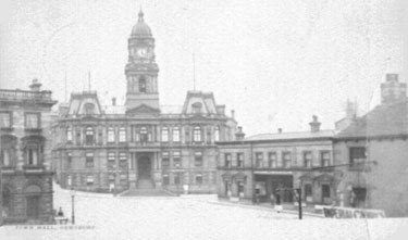 Dewsbury Town Hall and Market Place Station