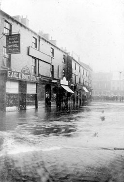 Dewsbury Market Place, Flooded