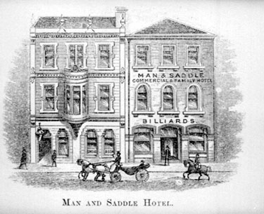 Man and Saddle Hotel, Market Place, Dewsbury - taken from 