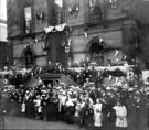 Batley Town Hall - possibly peace celebrations 1919, or Royal Visit (George V and Queen Mary) 1918? Mayor David Stubley and Town Clerk Thomas Craig?