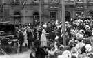 Royal Visit to Batley - King George V & Queen Mary, outside Batley Town Hall