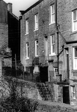Holmfirth - Steps leading to Nora Batty's house, in the BBC1 television series "Last of the Summer Wine". 
